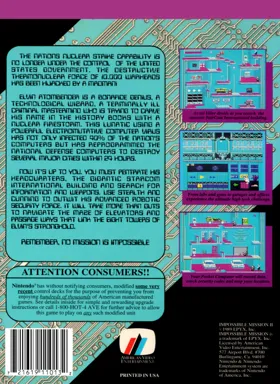 Impossible Mission II (USA) (Unl) box cover back